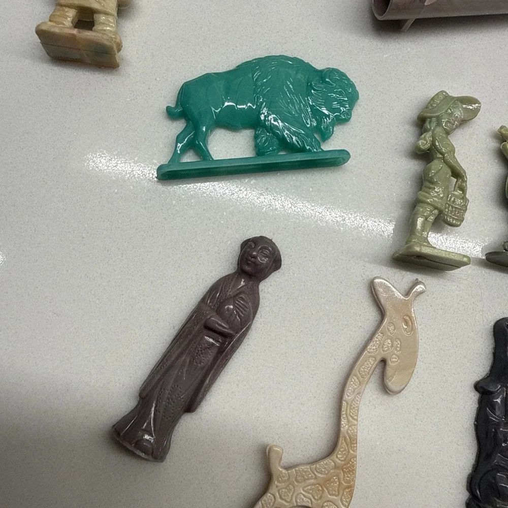 Early Vintage Cracker Jack Prize Charms Lot Whistles Figures Animals 1940s–60s